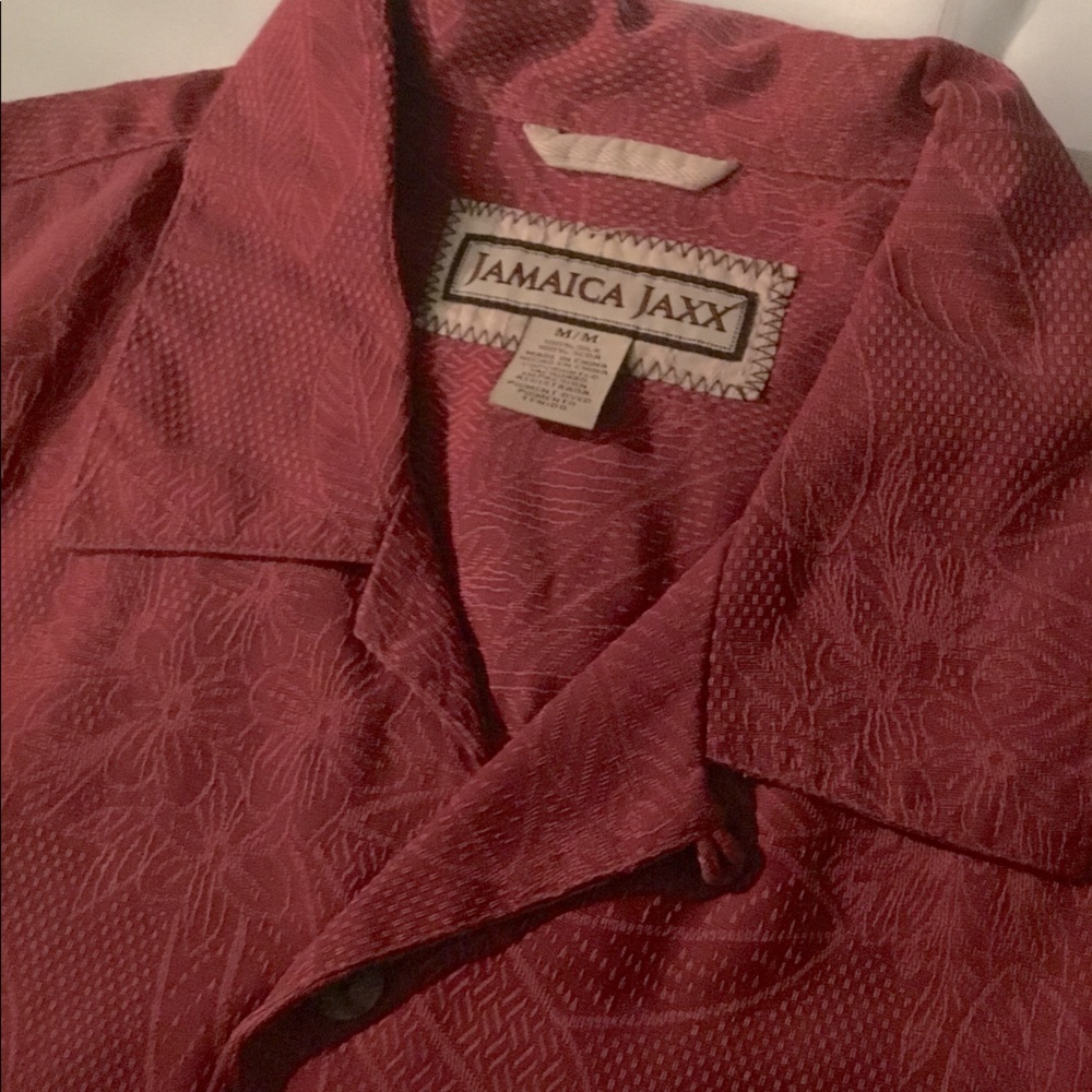 Jamaica Jaxx Red Silk Hawaiian Shirt - Mens - Size M